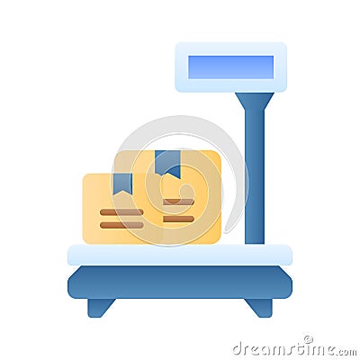 Parcels on weight scale concept of weighing machine, cargo parcels Vector Illustration