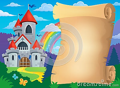 Parchment and fairy tale castle Vector Illustration