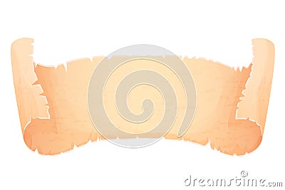 Parchment paper, scroll papyrus, empty frame, blank in cartoon style detailed isolated on white background stock vector Vector Illustration
