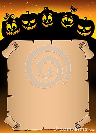 Parchment with pumpkin silhouettes 5 Vector Illustration