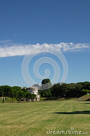 Parco Teodorico with Theoderic mausoleum in the background Stock Photo