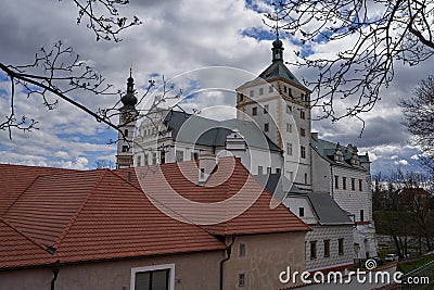 Pardubice, Czech Republic - March 25, 2023 - the view of Pardubice Castle one spring afternoon Stock Photo