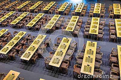 Empty playroom with chessboards Czech open chess grandmaster tournament Editorial Stock Photo