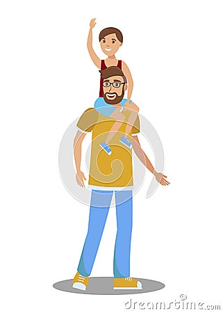 Parent Carrying Child Flat Vector Illustration Vector Illustration