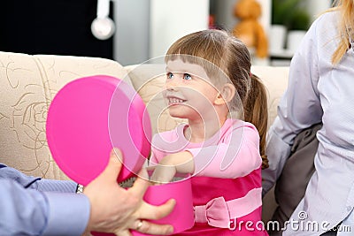 Parent cute celebrate new year christmas Stock Photo