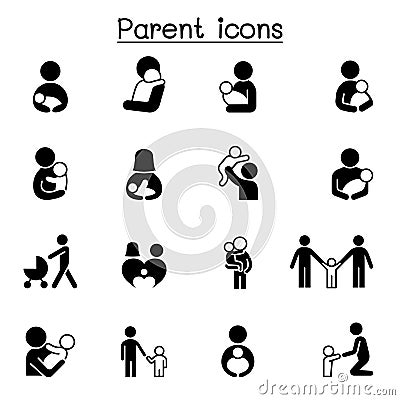 Parent & Family icons set Vector Illustration