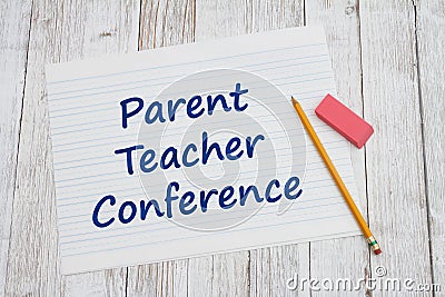 Parent Teacher conference on ruled lined paper with pencil for school Stock Photo