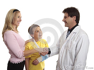 Parent thanking doctor Stock Photo