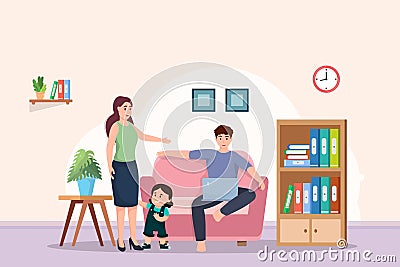 Parent working form home,warm family,positive feeling Stock Photo