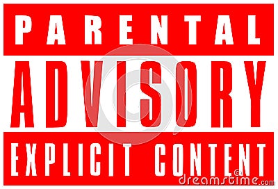 Parental advisory, explicit content, red warning sign Stock Photo