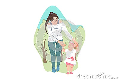 Parental care and support, childcare, babysitting concept Vector Illustration