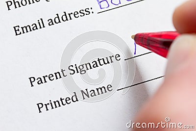 Parental consent form Stock Photo