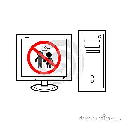 Parental control on computer sign. Prohibition sign children under twelve icon eps ten Stock Photo