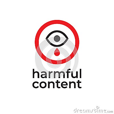 Parental control icon, vector clip art. Harmful content. Warning sign, notice, danger sign. Social problem. Vector Illustration