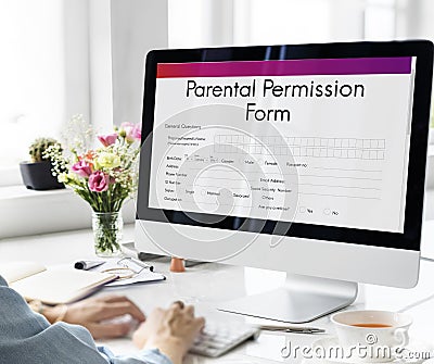 Parental Permission Form Consent Endorsement Concept Stock Photo