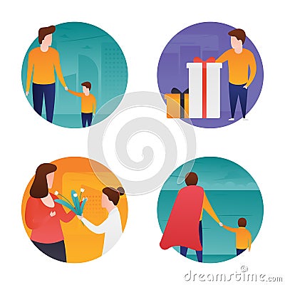 Parenthood Flat Icons Set Stock Photo