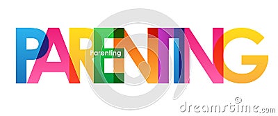 PARENTING colorful overlapping letters banner Stock Photo