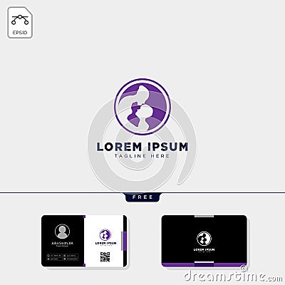 parenting logo template and free business card design Vector Illustration