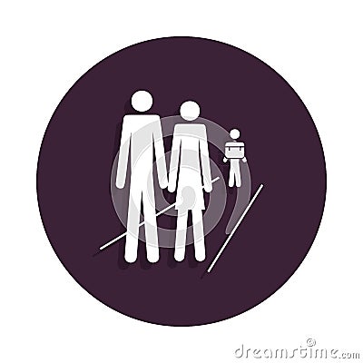 parents accompany children to school icon in badge style. One of marriage collection icon can be used for UI, UX Stock Photo