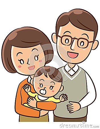 Parents and baby Cartoon Illustration