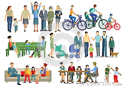 Parents children and families Vector Illustration