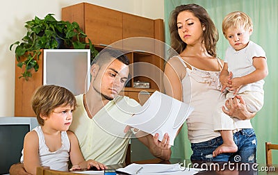 Parents with children having quarrel Stock Photo