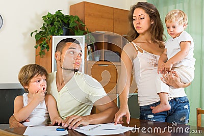 Parents with children having quarrel Stock Photo