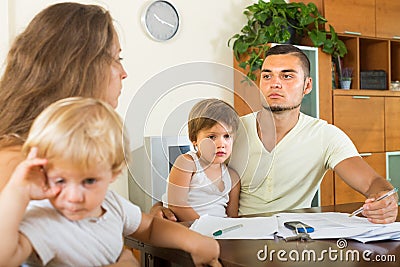 Parents with children having quarrel Stock Photo