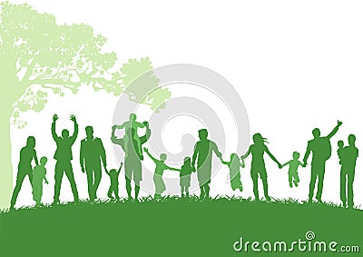 Parents with children outdoor Vector Illustration