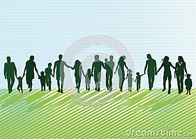 Parents with children and young people Vector Illustration