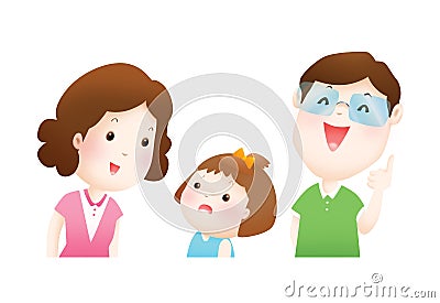 Parents explain to their daughter illustration Stock Photo