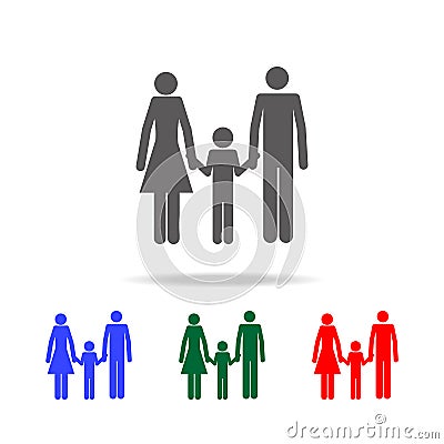 parents holding a child's hand icon. Elements of human family life in multi colored icons. Premium quality graphic design icon. S Stock Photo