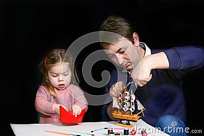 Parents and kids art and crafts Stock Photo