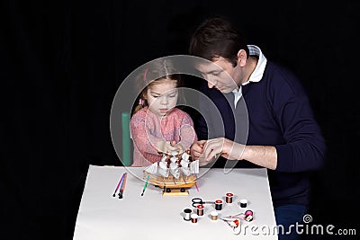 Parents and kids art and crafts Stock Photo