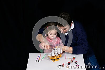 Parents and kids art and crafts Stock Photo