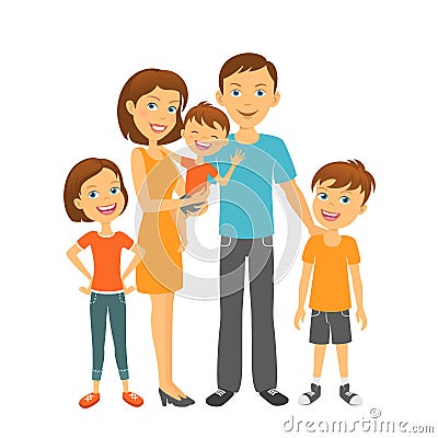 Parents with kids Happy family Mother and father with children Vector Illustration