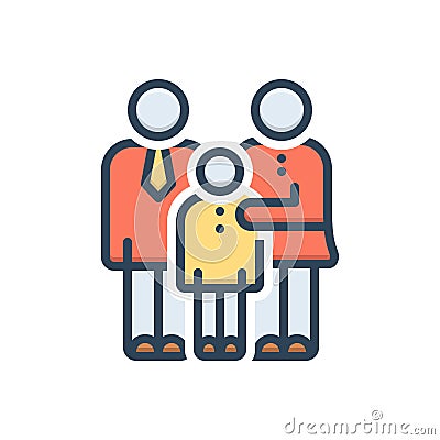 Color illustration icon for Parents With Kids Stick, punish and family Cartoon Illustration