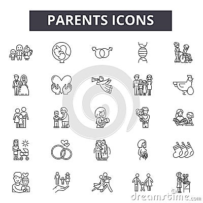 Parents line icons, signs, vector set, outline illustration concept Vector Illustration