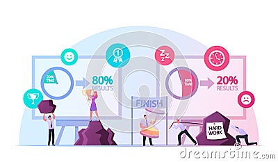 Pareto Law Business Concept. Principle r 80/20 Rule and Factor Sparsity. 20 Percent People Doing 80 Percent of Hard Work Vector Illustration