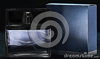 Parfume bottle and box Stock Photo