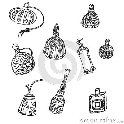 Parfume bottles set Cartoon Illustration