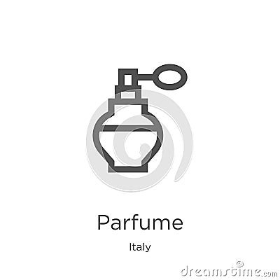 parfume icon vector from italy collection. Thin line parfume outline icon vector illustration. Outline, thin line parfume icon for Vector Illustration