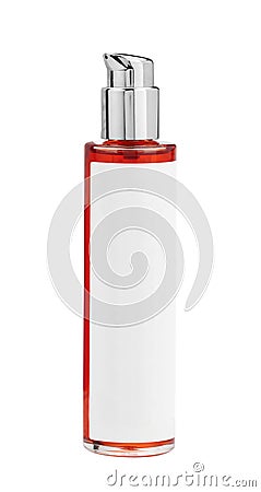 Parfume red bottle isolated on white Stock Photo