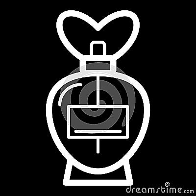 Parfume vector icon. White spray illustration on black background. Outline linear beauty and care icon. Vector Illustration