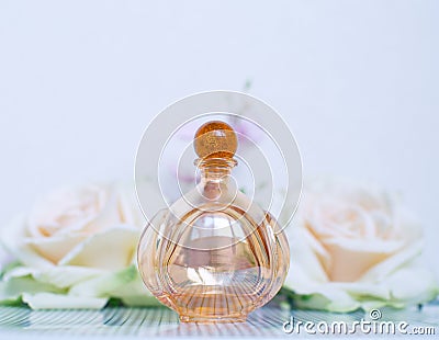 Parfume with white rose Stock Photo