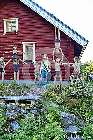 Parikkala, Finland - August 21, 2015: Sculptures by ITE-artist Veijo Ronkkonen in his sculpture park Parikkalan Editorial Stock Photo