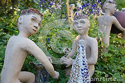 Parikkala, Finland - August 21, 2015: Sculptures by ITE-artist Veijo Ronkkonen in his sculpture park Parikkalan Editorial Stock Photo