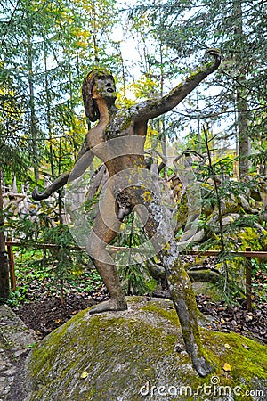 PARIKKALA, FINLAND - SEPTEMBER 29, 2013: Sculptures by ITE-artist Veijo Ronkkonen in his sculpture park. Parikkalan patsaspuisto Editorial Stock Photo