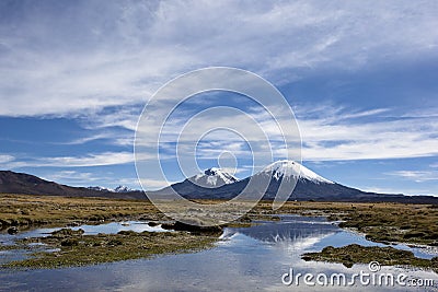 Parinacota Volcano Cone in Nacional Parque Lauca, Chile Stock Photo