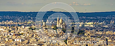 Paris from above with Montmarte Hill - aerial view Stock Photo